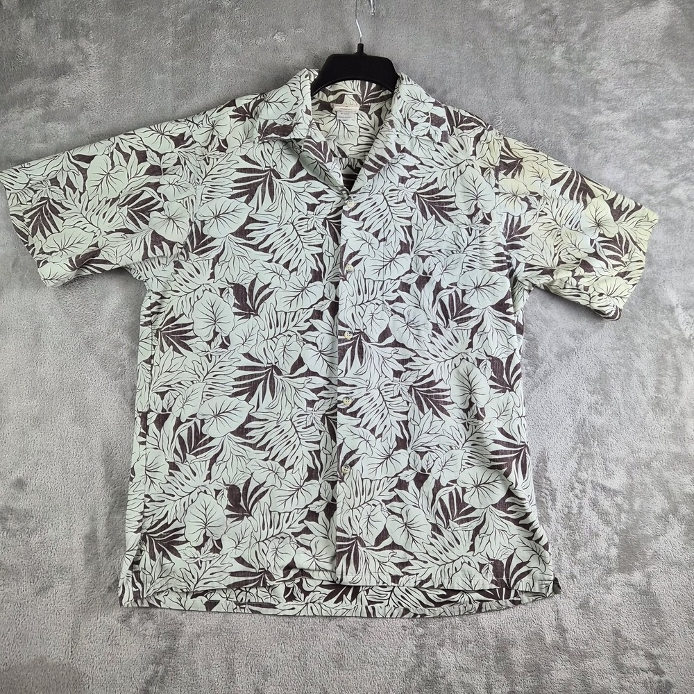 Vintage Go Barefoot Shirt Mens Medium Tropical Leaves Hawaiian Aloha Made In USA